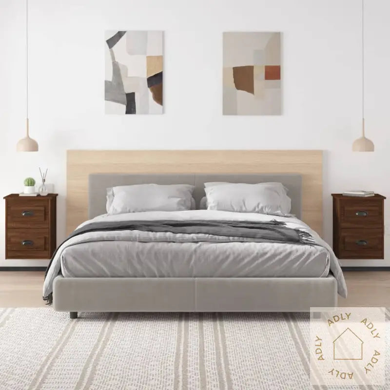 Veggmonterte Nattbord 2 Stk Brun Eik 41,5X36X53 Cm