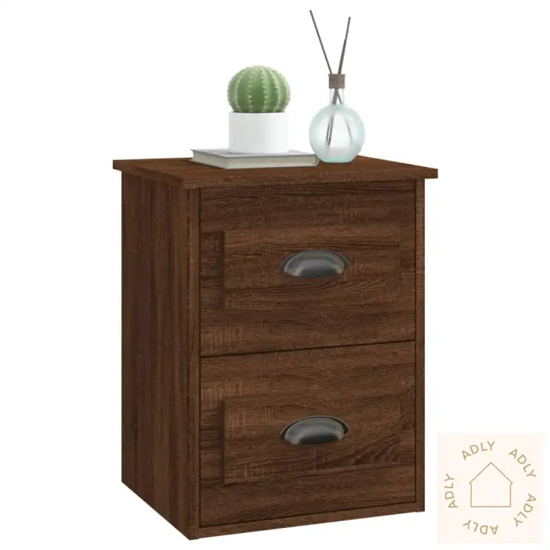 Veggmonterte Nattbord 2 Stk Brun Eik 41,5X36X53 Cm