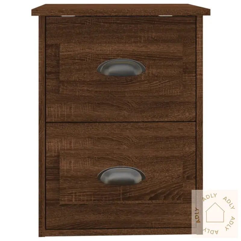 Veggmonterte Nattbord 2 Stk Brun Eik 41,5X36X53 Cm
