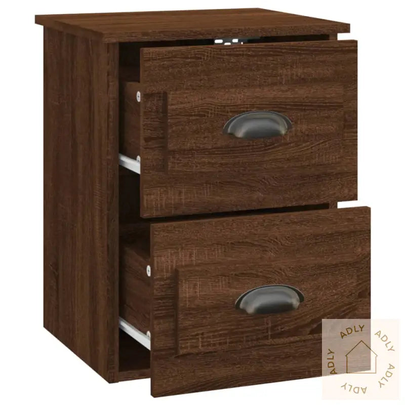 Veggmonterte Nattbord 2 Stk Brun Eik 41,5X36X53 Cm