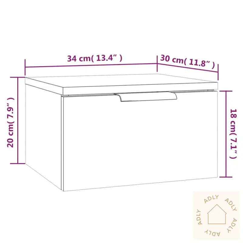Veggmontert Nattbord Brun Eik 34X30X20 Cm