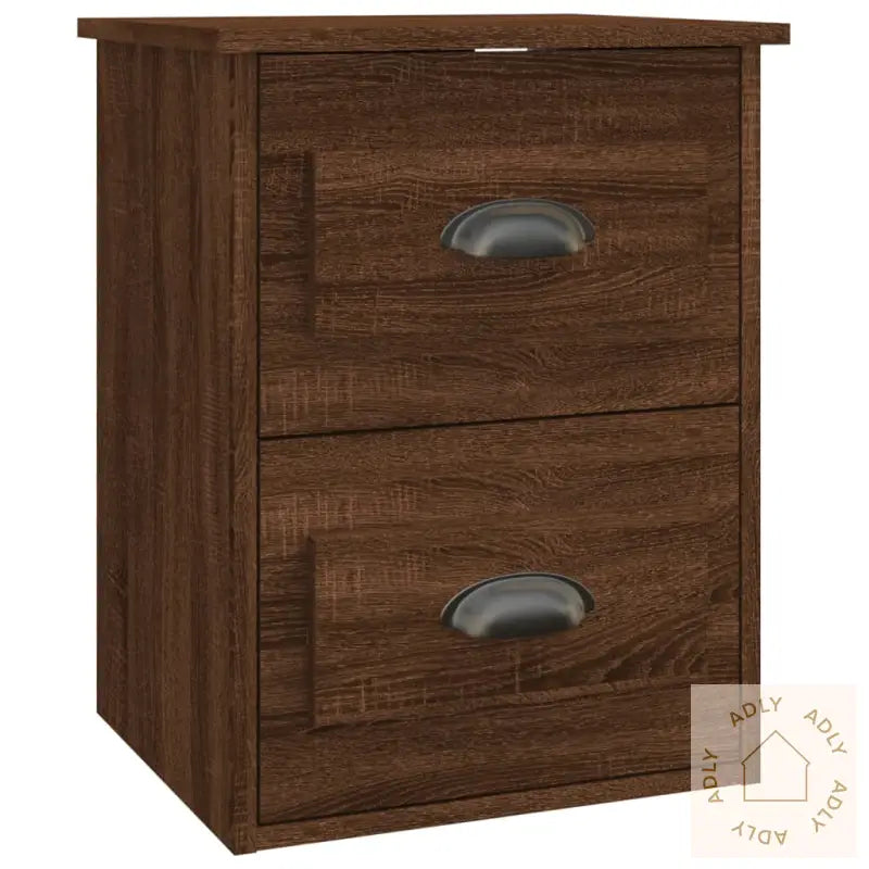 Veggmontert Nattbord Brun Eik 41,5X36X53 Cm