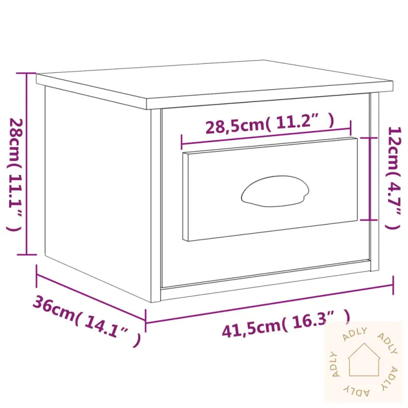 Veggmontert Nattbord Brun Eik 41,5X36X28 Cm