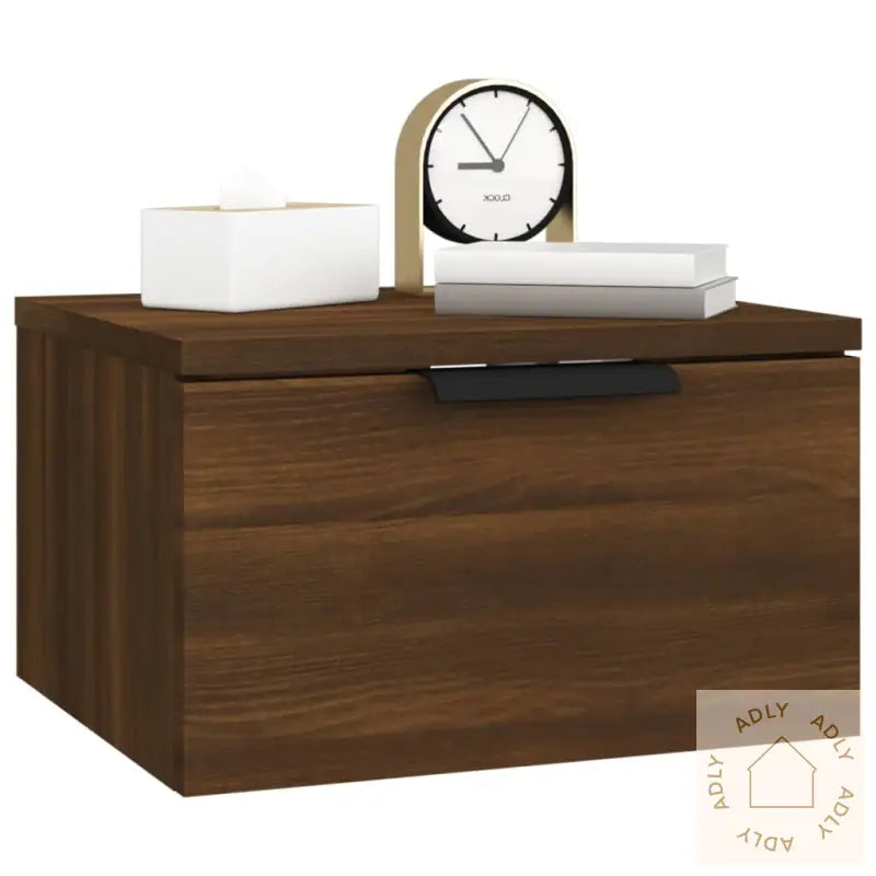 Veggmontert Nattbord Brun Eik 34X30X20 Cm
