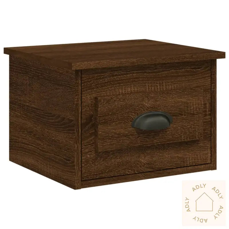 Veggmontert Nattbord Brun Eik 41,5X36X28 Cm