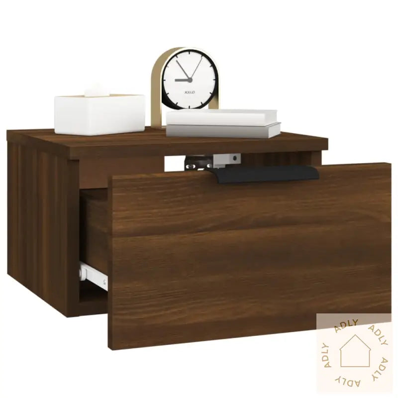 Veggmontert Nattbord Brun Eik 34X30X20 Cm