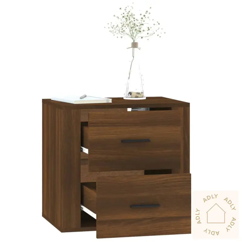 Veggmontert Nattbord Brun Eik 50X36X47 Cm