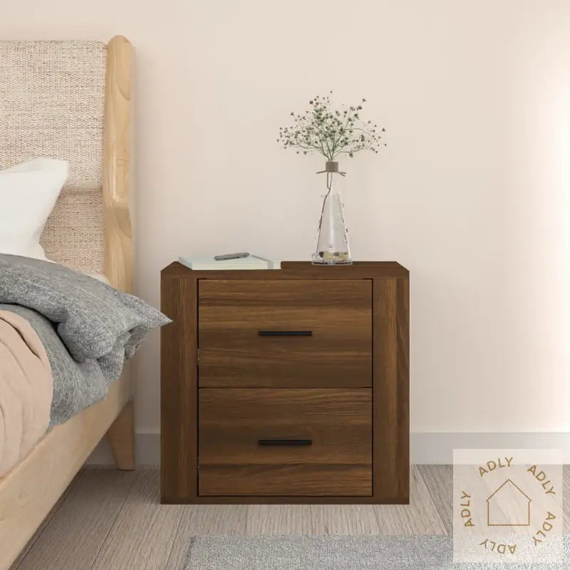 Veggmontert Nattbord Brun Eik 50X36X47 Cm
