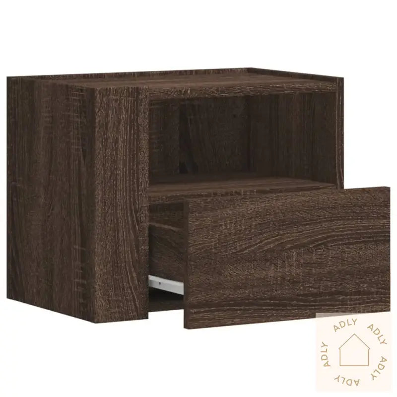 Veggmontert Nattbord Brun Eik 45X30X35 Cm