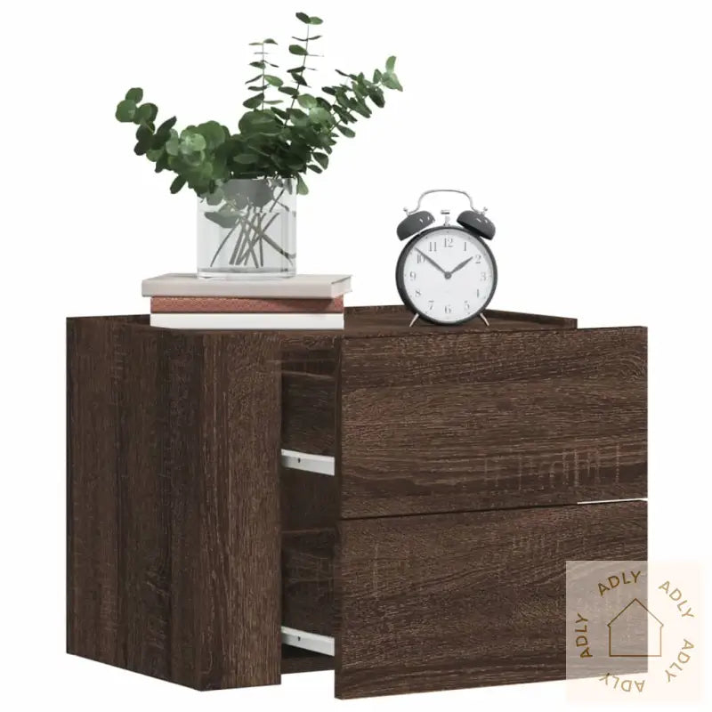 Veggmontert Nattbord Brun Eik 45X30X35 Cm