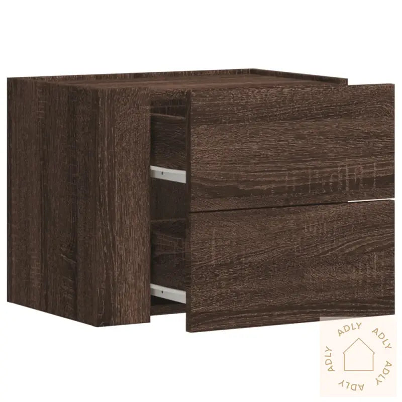 Veggmontert Nattbord Brun Eik 45X30X35 Cm