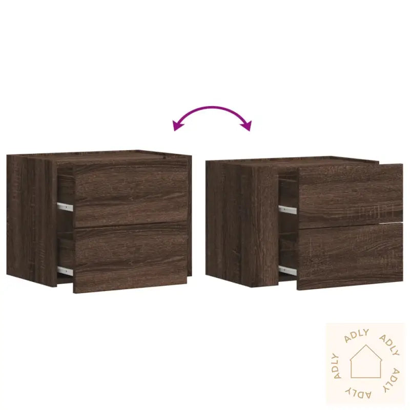 Veggmontert Nattbord Brun Eik 45X30X35 Cm