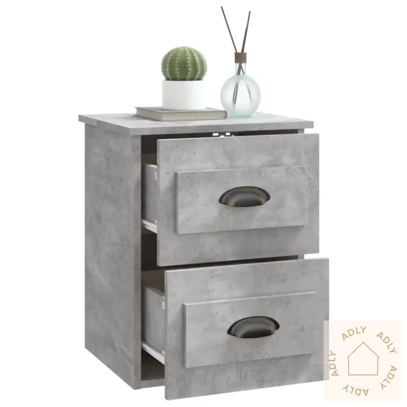 Veggmonterte Nattbord 2 Stk Betonggrå 41,5X36X53 Cm