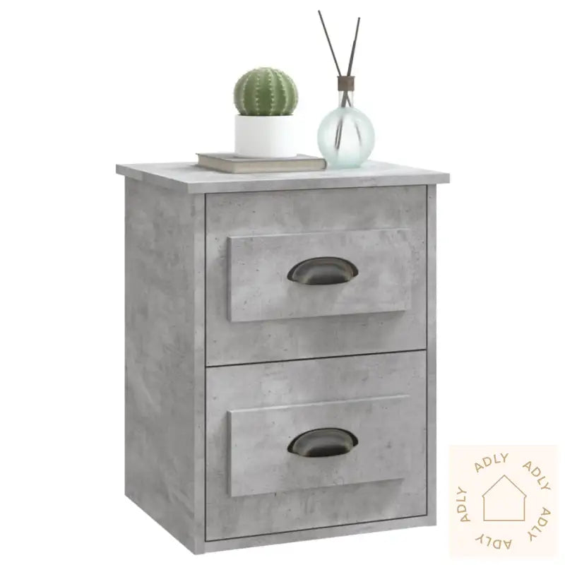 Veggmonterte Nattbord 2 Stk Betonggrå 41,5X36X53 Cm