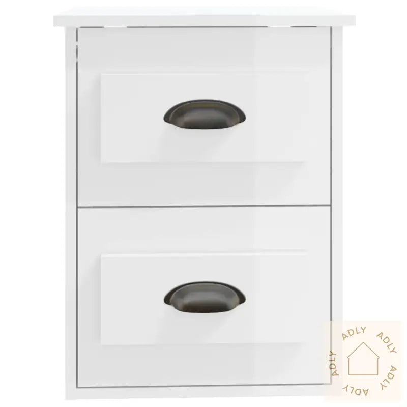 Veggmonterte Nattbord 2 Stk Høyglans Hvit 41,5X36X53 Cm