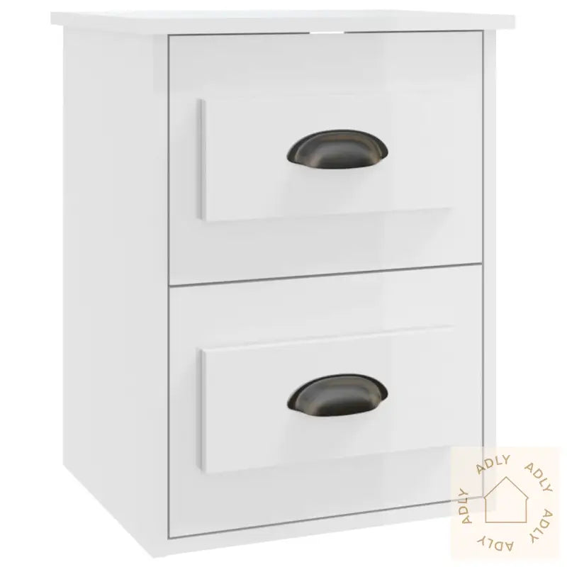 Veggmonterte Nattbord 2 Stk Høyglans Hvit 41,5X36X53 Cm