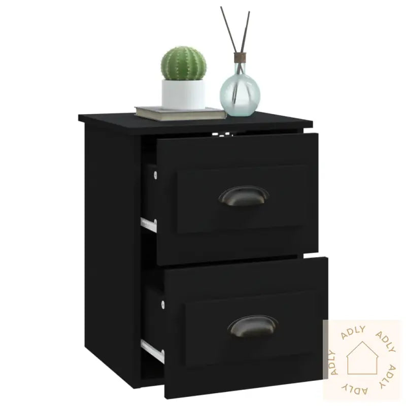 Veggmonterte Nattbord 2 Stk Svart 41,5X36X53 Cm
