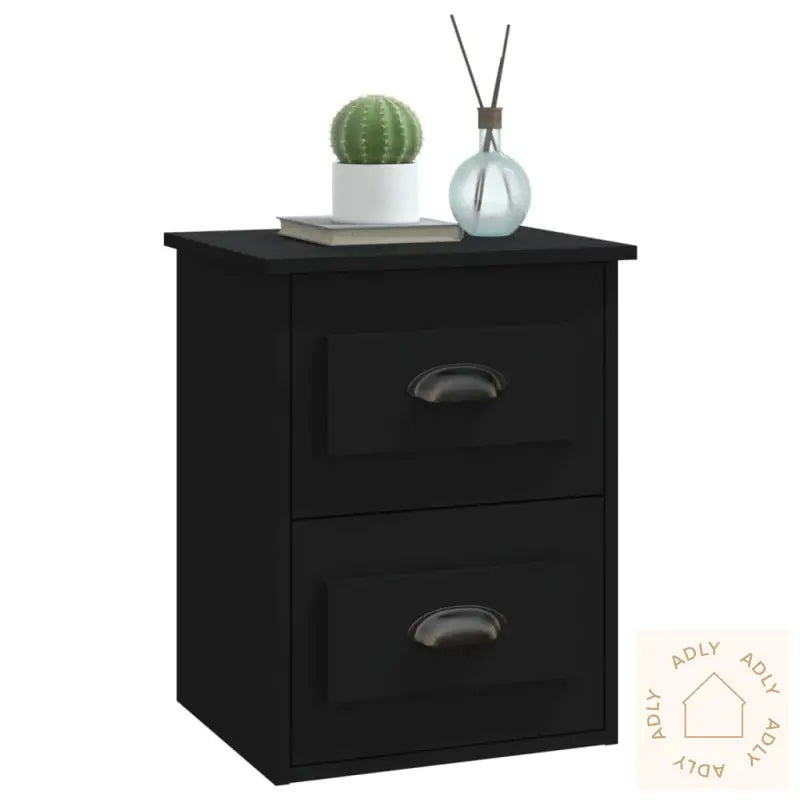 Veggmonterte Nattbord 2 Stk Svart 41,5X36X53 Cm