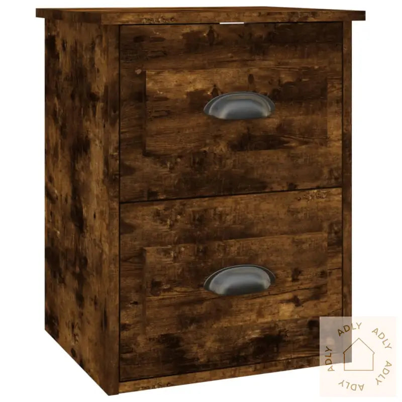 Veggmonterte Nattbord 2 Stk Røkt Eik 41,5X36X53 Cm