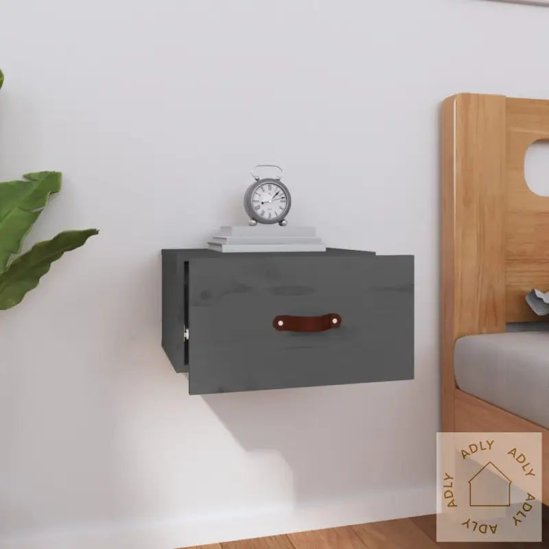 Veggmontert Nattbord Grå 40X29,5X22 Cm