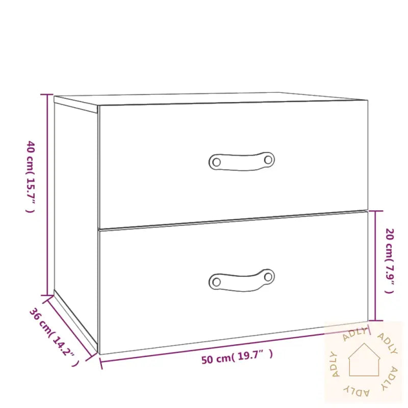 Veggmontert Nattbord Grå 50X36X40 Cm