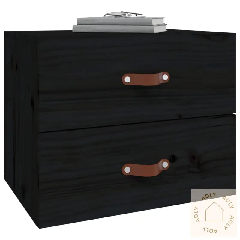 Veggmontert Nattbord Svart 50X36X40 Cm