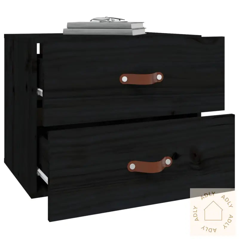 Veggmontert Nattbord Svart 50X36X40 Cm