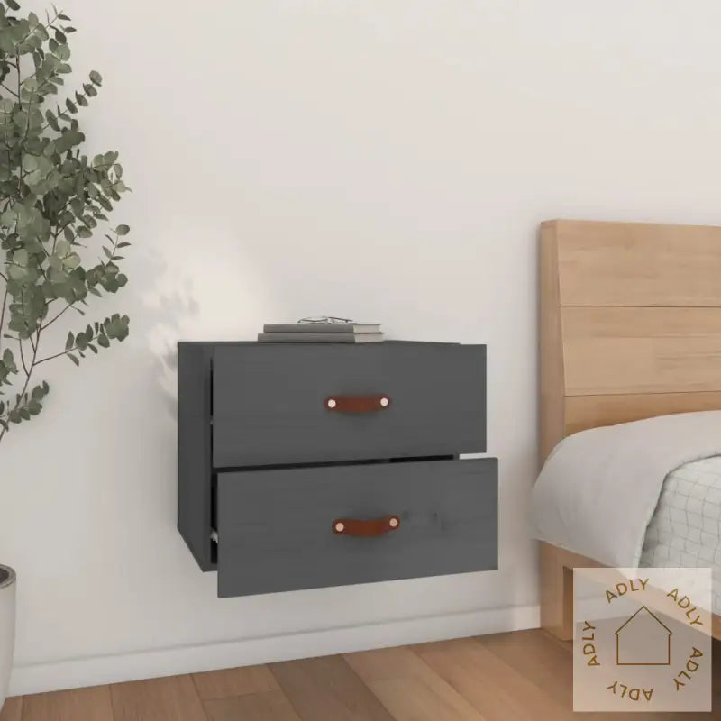 Veggmontert Nattbord Grå 50X36X40 Cm