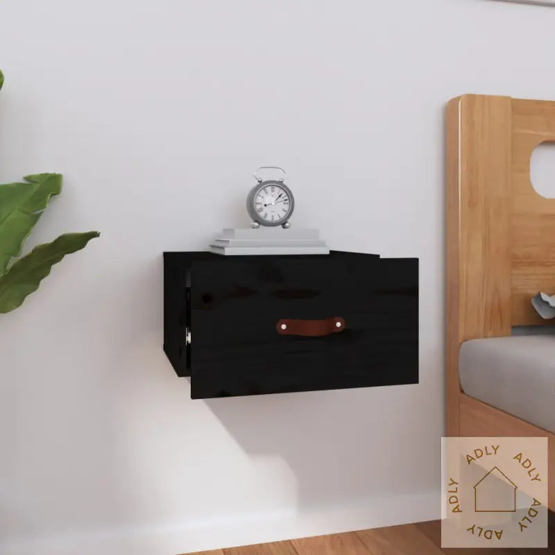 Veggmontert Nattbord Svart 40X29,5X22 Cm