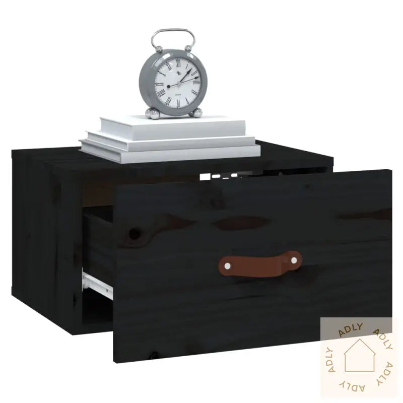 Veggmontert Nattbord Svart 40X29,5X22 Cm