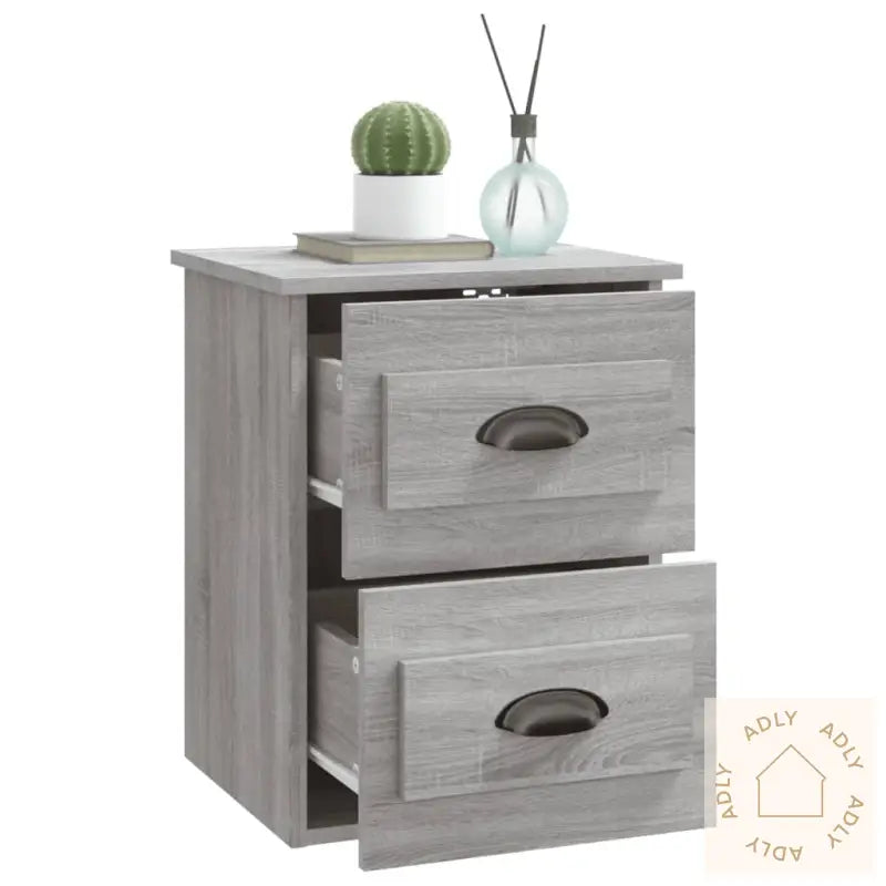 Veggmontert Nattbord Grå Sonoma 41,5X36X53 Cm