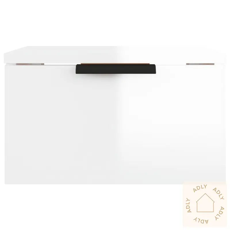 Veggmontert Nattbord Høyglans Hvit 34X30X20 Cm