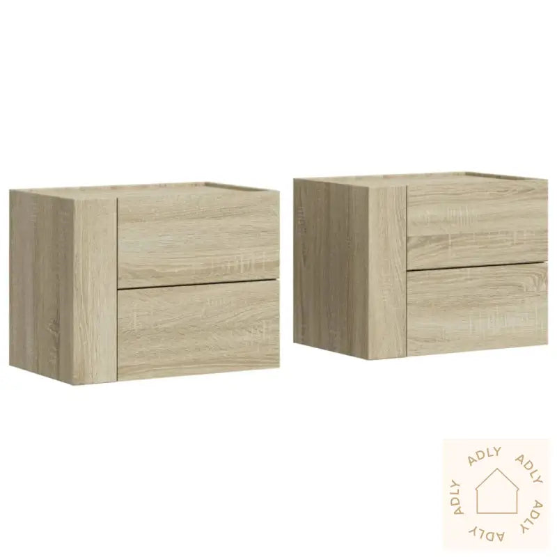 Veggmonterte Nattbord 2 Stk Sonoma Eik 45X30X35 Cm