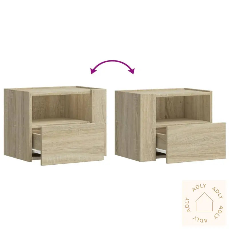 Veggmonterte Nattbord 2 Stk Sonoma Eik 45X30X35 Cm