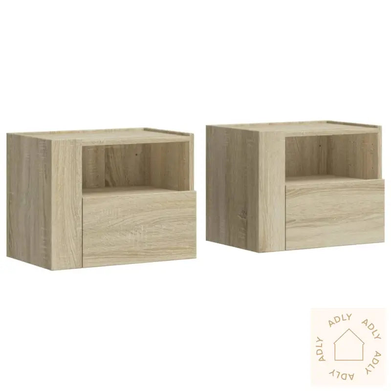 Veggmonterte Nattbord 2 Stk Sonoma Eik 45X30X35 Cm