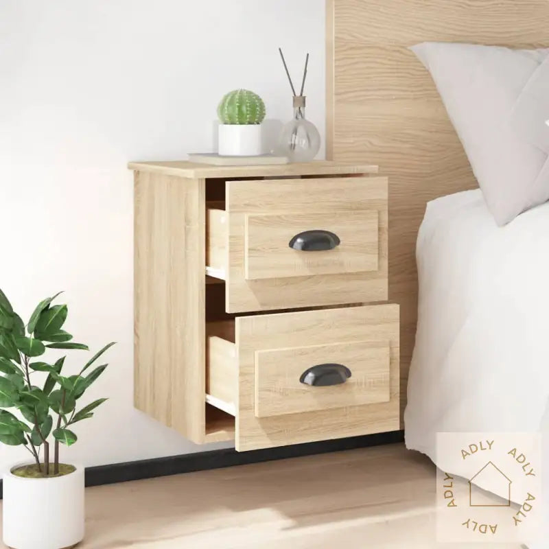 Veggmonterte Nattbord 2 Stk Sonoma Eik 41,5X36X53 Cm