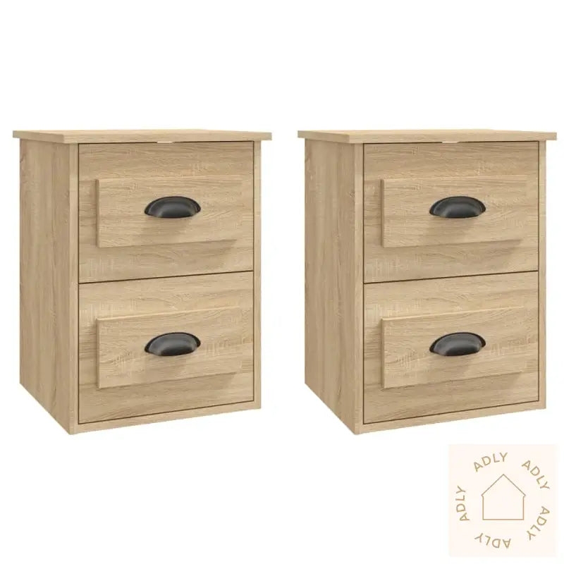 Veggmonterte Nattbord 2 Stk Sonoma Eik 41,5X36X53 Cm