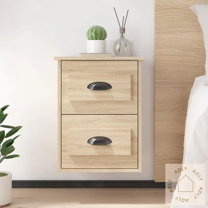 Veggmonterte Nattbord 2 Stk Sonoma Eik 41,5X36X53 Cm
