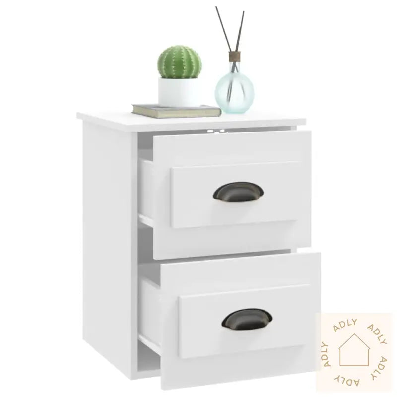 Veggmonterte Nattbord 2 Stk Hvit 41,5X36X53 Cm