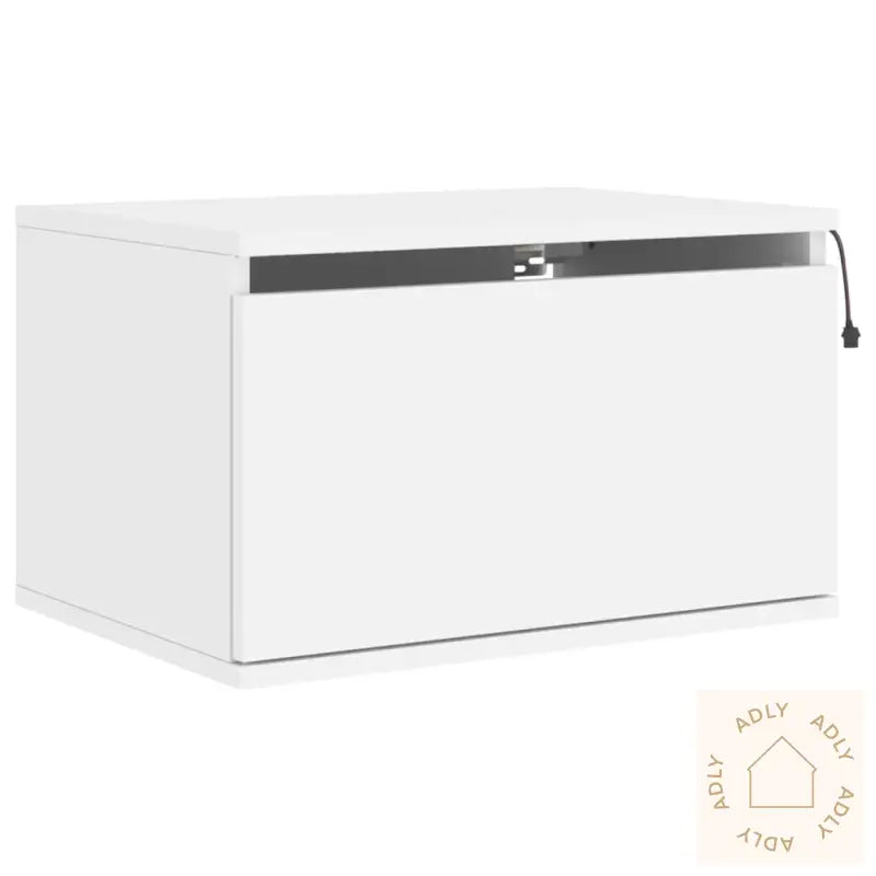 Vegghengt Nattbord Med Led-Lys Hvit