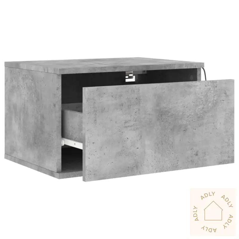 Vegghengt Nattbord Med Led-Lys Betonggrå