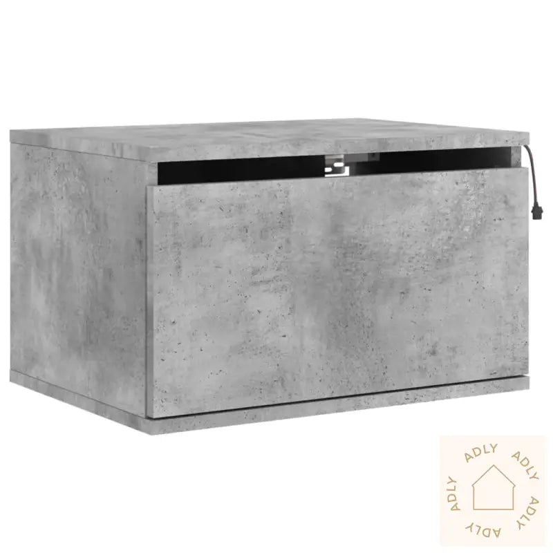 Vegghengt Nattbord Med Led-Lys Betonggrå