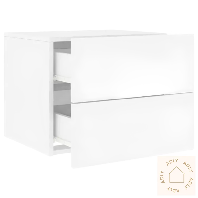 Veggmontert nattbord med to-dørs hylle, RGB LED-lys og slitesterkt treverk