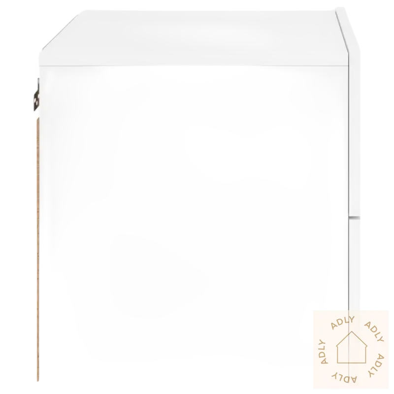 Hvitt veggmontert nattbord med RGB LED-lys i slitesterkt treverk for et stilfullt soverom