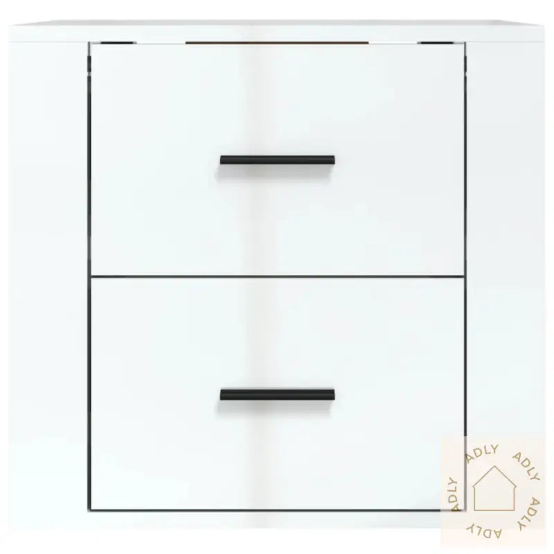 Veggmontert Nattbord Høyglans Hvit 50X36X47 Cm