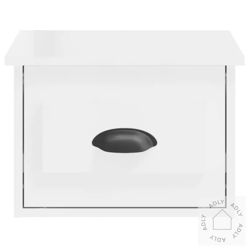 Veggmontert Nattbord Høyglans Hvit 41,5X36X28 Cm