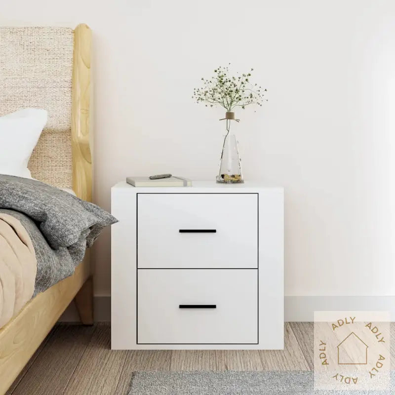 Veggmontert Nattbord Hvit 50X36X47 Cm