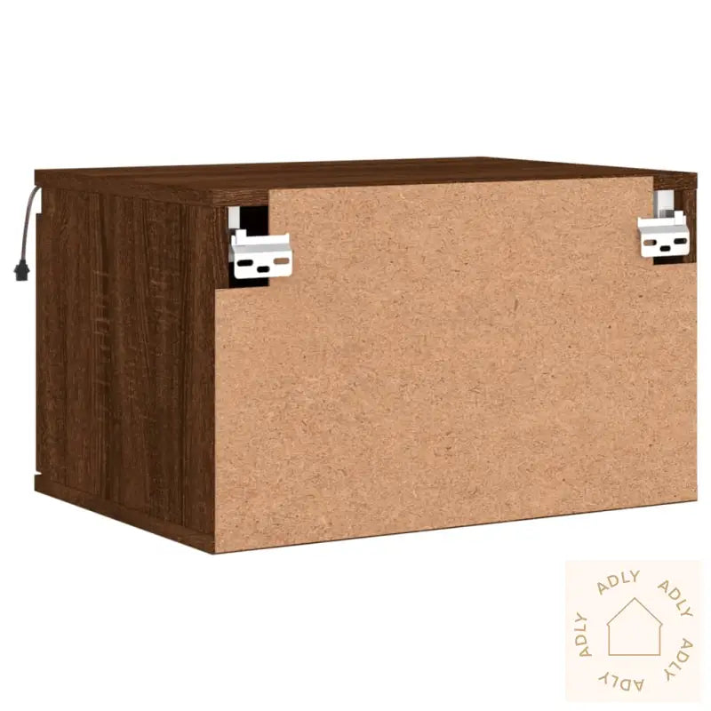 Vegghengt Nattbord Med Led-Lys 2 Stk Brun Eik