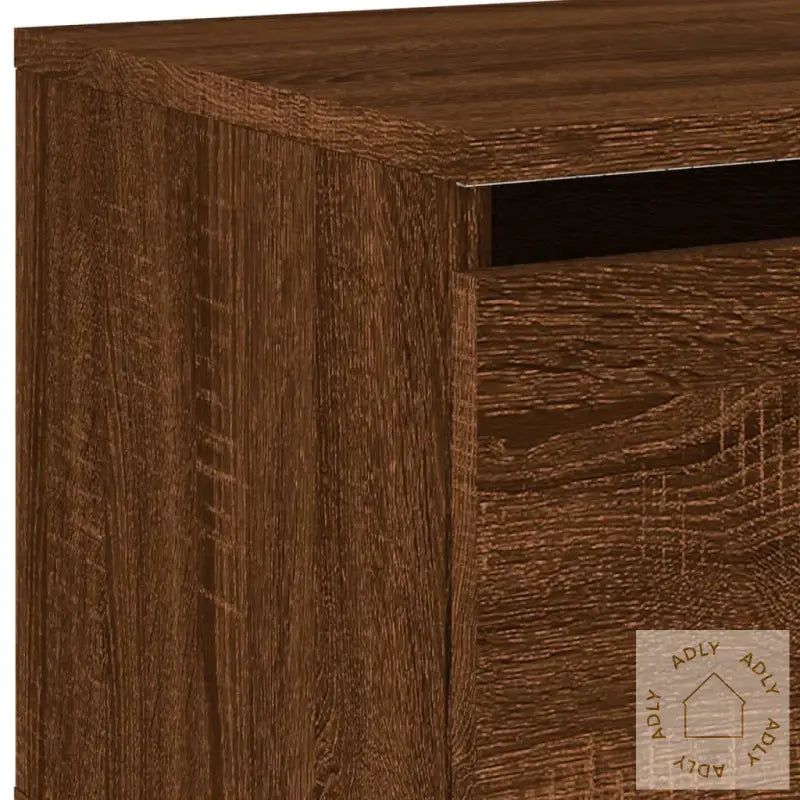 Vegghengt Nattbord Med Led-Lys 2 Stk Brun Eik