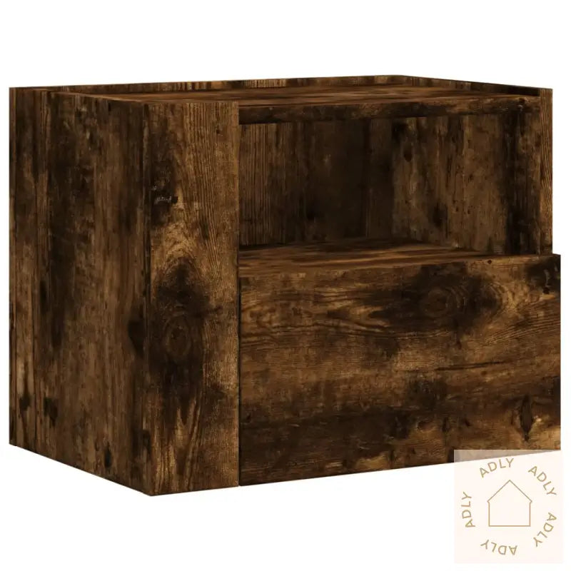 Veggmontert Nattbord Røkt Eik 45X30X35 Cm